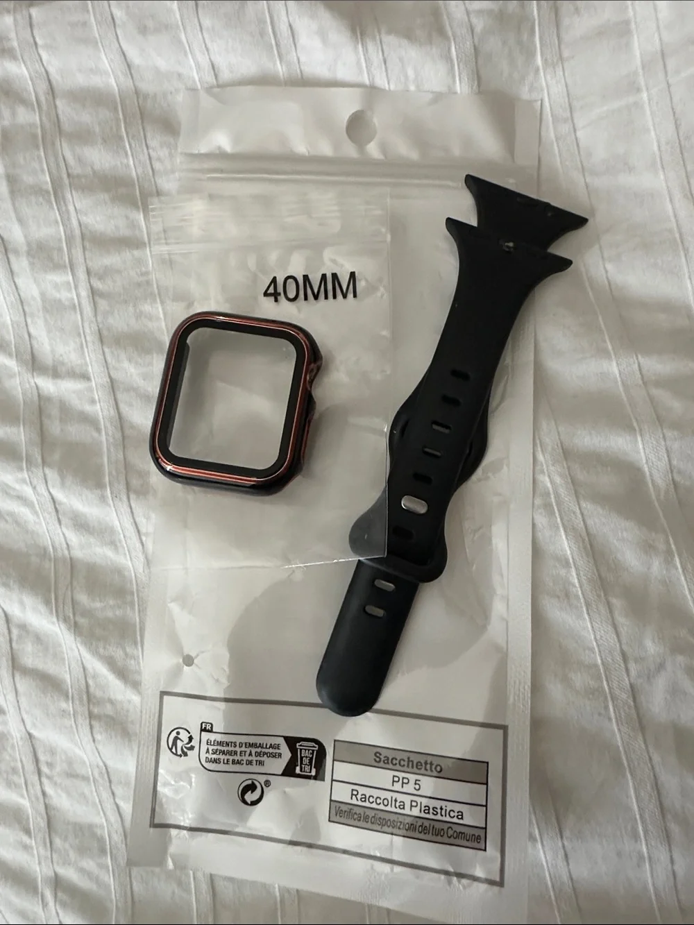 40mm Watch Case Cover with Black Silicone Band